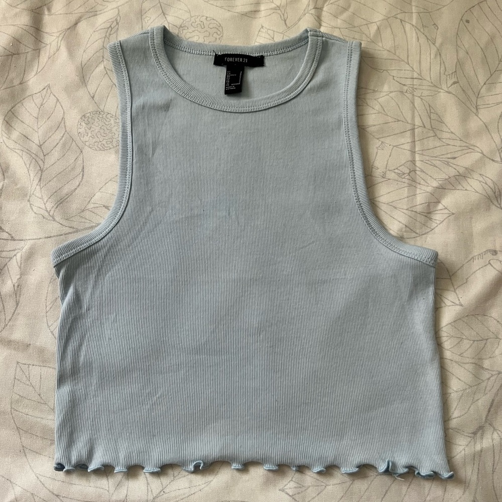 Baby blue lettuce hem top